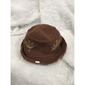 HUF‎ Brown Crochet Bucket Hat with Leaf Detail Women's
